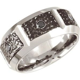 Black PVD Cobalt 1/4 CTW Black Diamond 10 mm Band