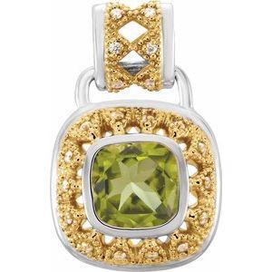 Peridot & 1/8 CTW Diamond Pendant