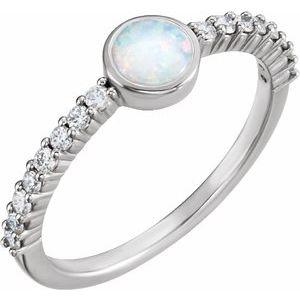 Opal & 1/4 CTW Diamond Ring