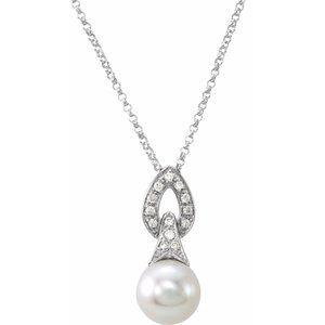 8 mm Freshwater Cultured Pearl & .08 CTW Diamond 18