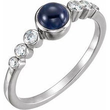 Load image into Gallery viewer, Blue Sapphire &amp; 1/6 CTW Diamond Bezel-Set Ring
