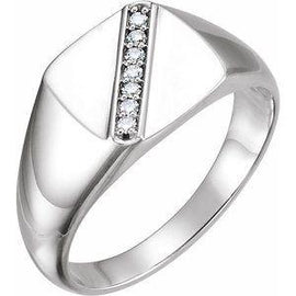1/10 CTW Diamond 12 mm Square Signet Ring