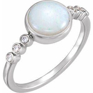 Opal & 1/10 CTW Diamond Ring