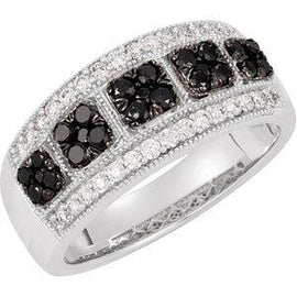 Black Rhodium Plated 3/4 CTW Black Diamond Ring