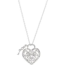 Load image into Gallery viewer, 1/10 CTW Diamond Heart Lock 18&quot; Necklace
