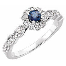 Load image into Gallery viewer, Blue Sapphire &amp; 1/3 CTW Diamond Ring
