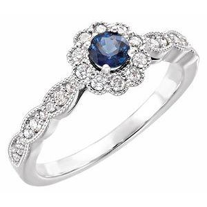 Blue Sapphire & 1/3 CTW Diamond Ring