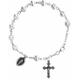 Silver Bead Rosary Bracelet