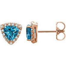 Load image into Gallery viewer, Swiss Blue Topaz &amp; .08 CTW Diamond Earrings
