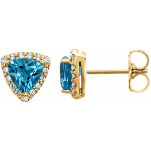 Swiss Blue Topaz & .08 CTW Diamond Earrings