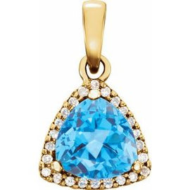 Swiss Blue Topaz & 1/10 CTW Diamond Pendant