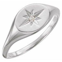 Load image into Gallery viewer, .02 CT Diamond 10x8 mm Oval Starburst Signet Ring
