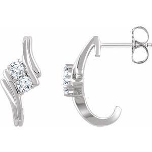 3/8 CTW Diamond Two-Stone J-Hoop Earrings