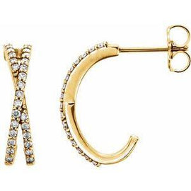 1/4 CTW Diamond Criss-Cross J-Hoop Earrings