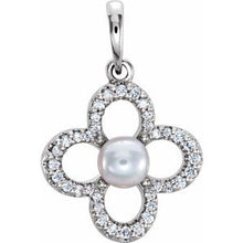Load image into Gallery viewer, Freshwater Cultured Pearl &amp; 1/6 CTW Diamond Pendant
