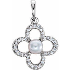 Freshwater Cultured Pearl & 1/6 CTW Diamond Pendant