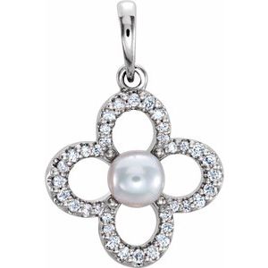 Freshwater Cultured Pearl & 1/6 CTW Diamond Pendant