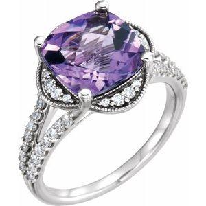 Amethyst & 3/8 CTW Diamond Ring