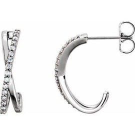 1/6 CTW Diamond Criss-Cross J-Hoop Earrings