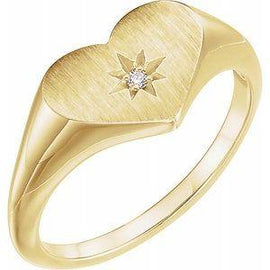 .01 CT Diamond 11.9 mm Heart Starburst Ring
