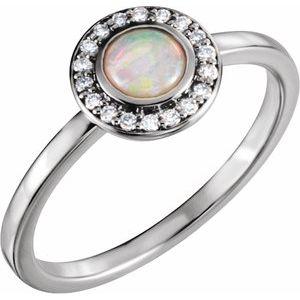 Opal & .07 CTW Diamond Halo-Style Ring