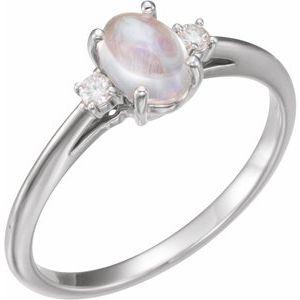 Rainbow Moonstone & .06 CTW Diamond Ring