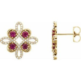 Ruby & 1/4 CTW Diamond Earrings