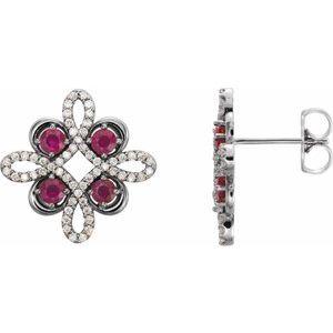 Ruby & 1/4 CTW Diamond Earrings