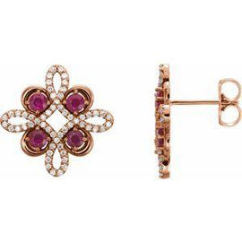 Ruby & 1/4 CTW Diamond Earrings