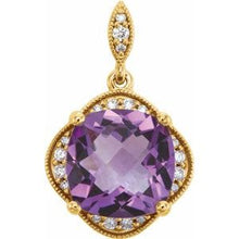 Load image into Gallery viewer, Checkerboard Amethyst &amp; Diamond Pendant

