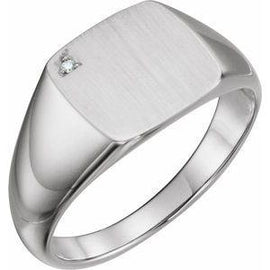 .0075 CT Diamond 12 mm Square Signet Ring