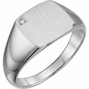 .0075 CT Diamond 12 mm Square Signet Ring