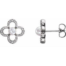 Load image into Gallery viewer, Freshwater Cultured Pearl &amp; 1/4 CTW Diamond Earrings
