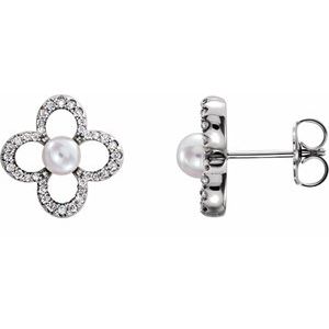 Freshwater Cultured Pearl & 1/4 CTW Diamond Earrings