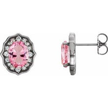 Load image into Gallery viewer, Baby Pink Topaz and 1/3 CTW Diamond Earrings with Backs
