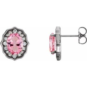 Baby Pink Topaz and 1/3 CTW Diamond Earrings with Backs