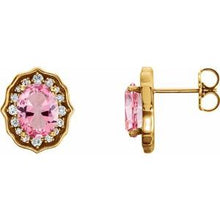 Load image into Gallery viewer, Baby Pink Topaz and 1/3 CTW Diamond Earrings with Backs
