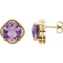 Checkerboard Amethyst & 1/5 CTW Diamond Earrings