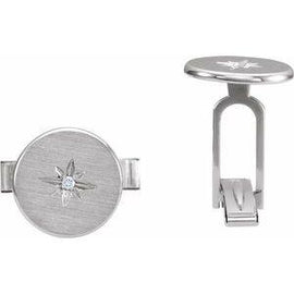 .03 CTW Diamond Starburst Men's Cuff Links