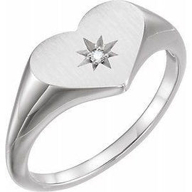 .01 CT Diamond 11.9 mm Heart Starburst Ring
