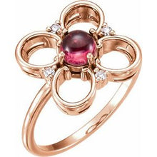 Load image into Gallery viewer, Pink Tourmaline &amp; Diamond Clover Ring
