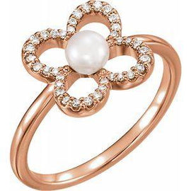 Freshwater Cultured Pearl & 1/6 CTW Diamond Ring