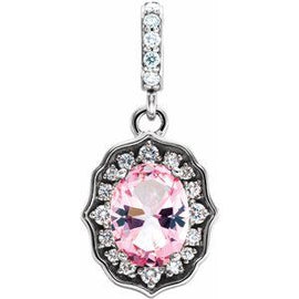 Baby Pink Topaz & 1/6CTW Diamond Pendant