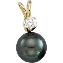 Load image into Gallery viewer, Black Akoya Cultured Pearl &amp; Diamond Pendant
