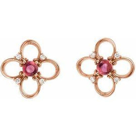 Pink Tourmaline & .04 CTW Diamond Earrings