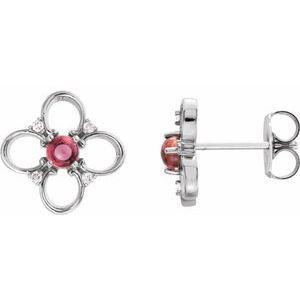 Pink Tourmaline & .04 CTW Diamond Earrings