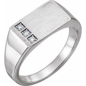 1/10 CTW Diamond 15x10 mm Rectangle Signet Ring