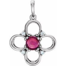 Load image into Gallery viewer, Pink Tourmaline &amp; .06CTW Diamond Clover Pendant
