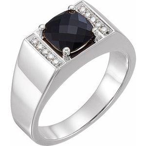 Onyx & 1/10 CTW Diamond Ring