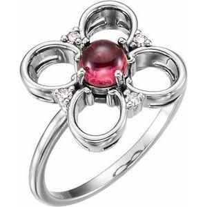 Pink Tourmaline & Diamond Clover Ring